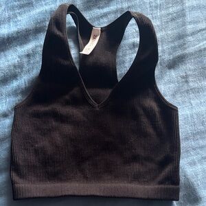 Zenana Outfitters Black Ribbed Sports Bra